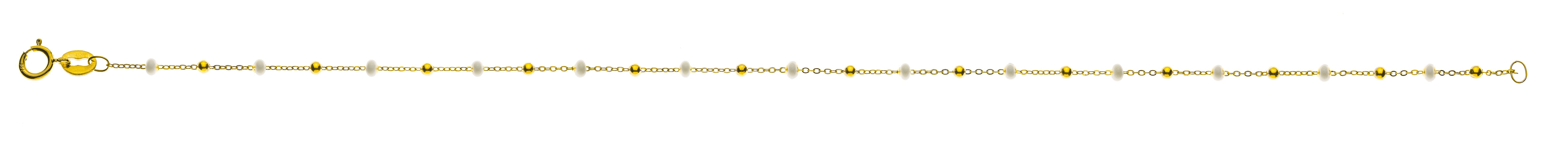 Armband Spiegelanker Gelbgold 750 Emaille Weiss 19cm