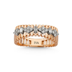 bague en or rose avec diamants - BYZ0004017 