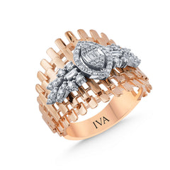 bague en or rose avec diamants - BYZ0004109 