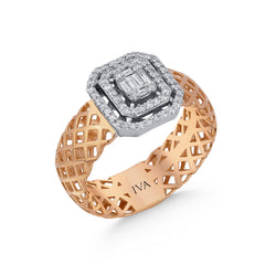 bague en or rose avec diamants - BYZ0004150 