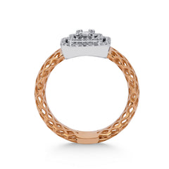 bague en or rose avec diamants - BYZ0004150 