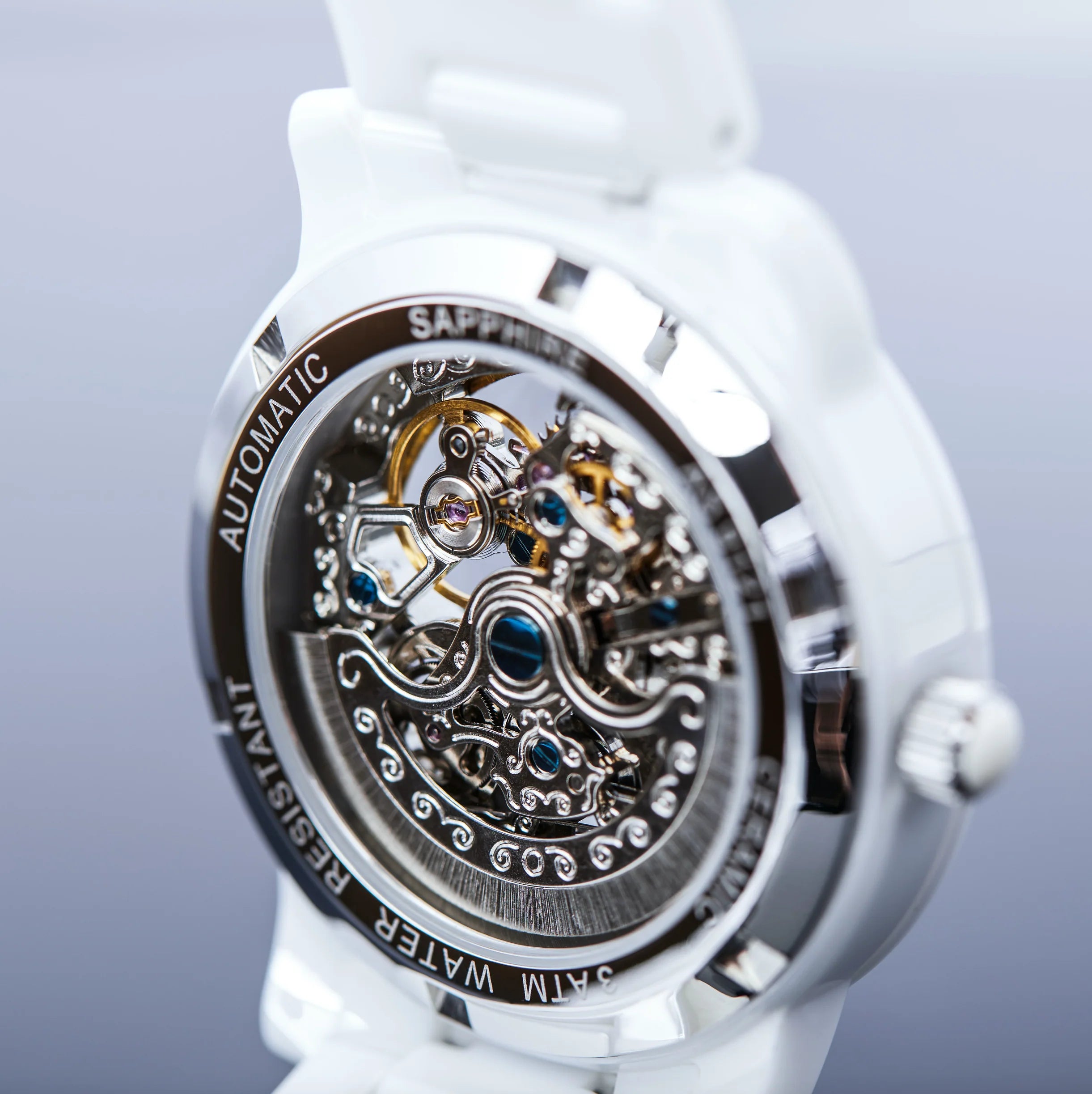 Residence Automatik Damenuhr Keramik in Weiss mit Diamanten und Perlmutt