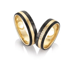 Alliances Breuning en carbone avec diamants - 48/06508 et 48/06507