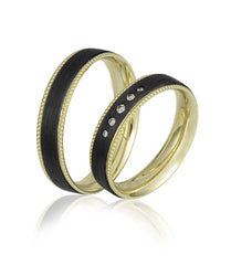 Breuning Trauringe Carbon mit Diamanten - 48/06518 & 48/06517