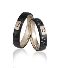 Breuning Trauringe Carbon mit Diamanten - 48/06520 & 48/06519
