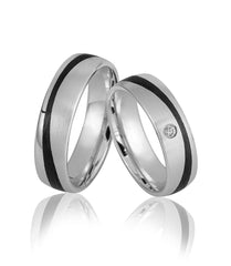 Breuning Trauringe Carbon mit einem Diamant - 48/06512 & 48/06511