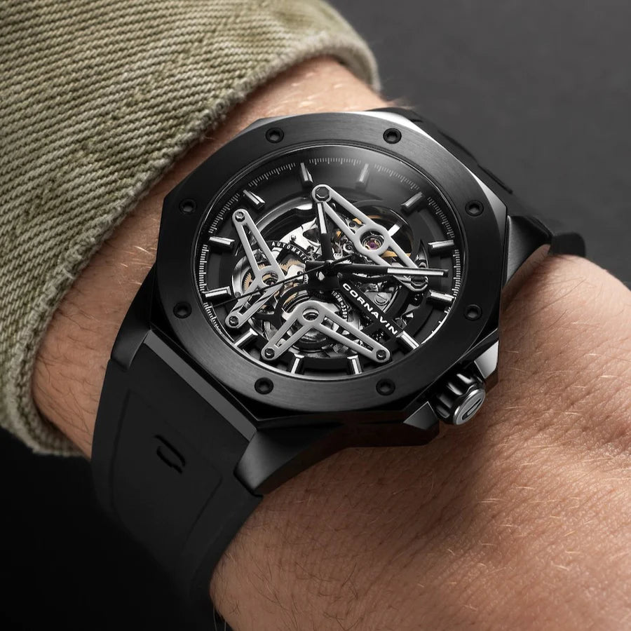 Cornavin Automatik Herrenuhr Skelet in Schwarz - SK.04.R