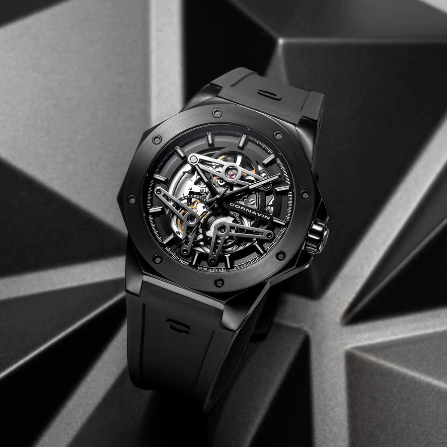 Cornavin Automatik Herrenuhr Skelet in Schwarz - SK.04.R