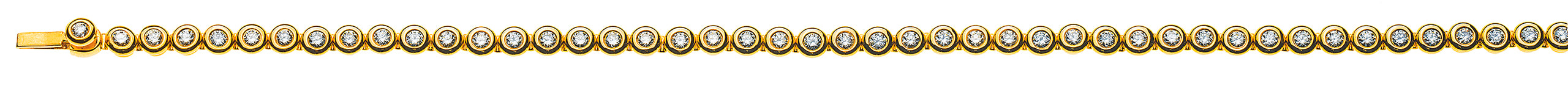 Collier Tennis Zargenfassung Gelbgold 750 mit 108 Brillanten H SI 3.78ct 42cm