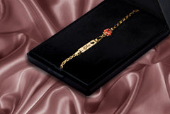 Baby Kinder Gelbgold Bracelet mit Marienkäfer & Gratis Gravur, 14-16 cm - GB-250/9