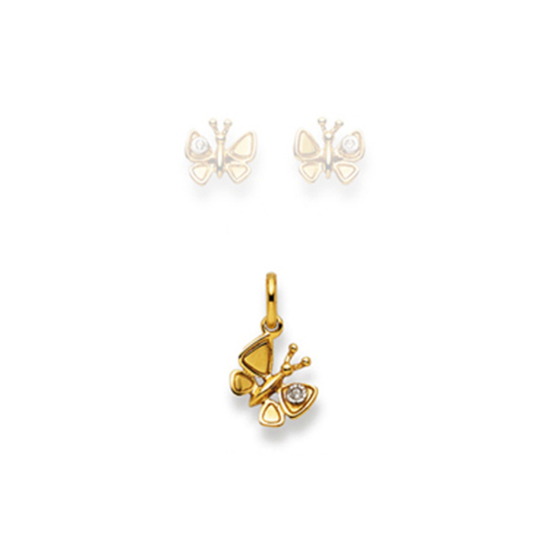 Schmetterling Anhänger in 18 Karat Gelbgold, Zirkonia 2