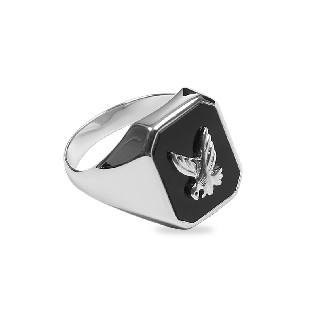 Herrenring Silber 925 rhodiniert mit Onyx - SR-559