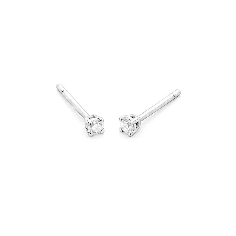 Facet Eye Clean Weissgold Ohrringe 18Kt, 0,10 ct