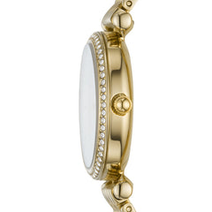 Fossil Carlie Gold Perlmutt 28mm Edelstahl Quarz Damenuhr - ES4735