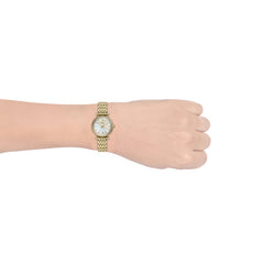 Fossil Carlie Gold Perlmutt 28mm Edelstahl Quarz Damenuhr - ES4735
