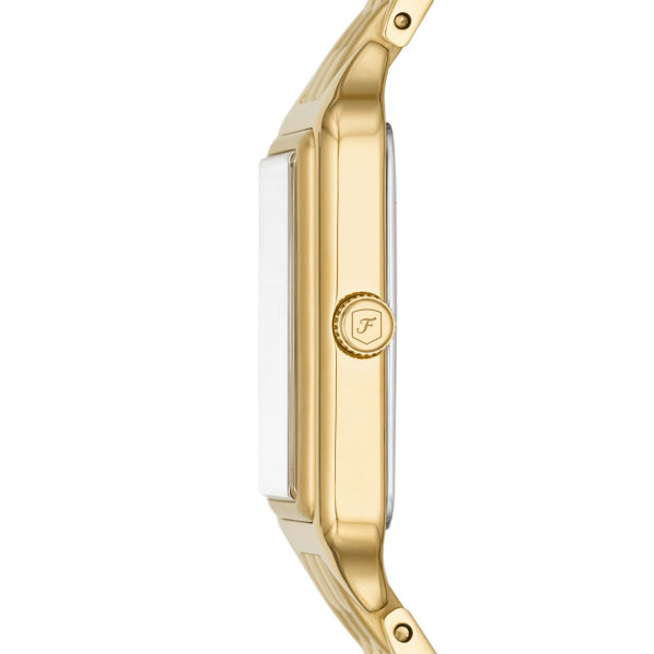 Fossil Raquel 23mm Gold-Weiss Edelstahl Quarzuhr mit Datum Damenuhr - ES5220