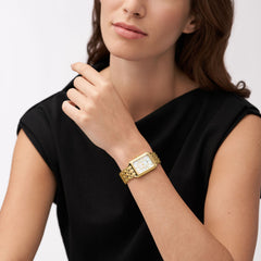 Fossil Raquel Damenuhr - Gold MOP 26mm Edelstahl Quarz Datum - ES5304