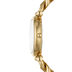 Fossil Carlie Gold Silber 28mm Edelstahl Quarz Damenuhr - ES5329