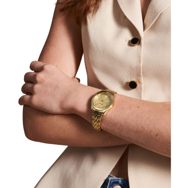 Fossil Scarlette Quarz 3-Zeiger mit Datum 32 MM Damenuhr in Gold aus Edelstahl - ES5338