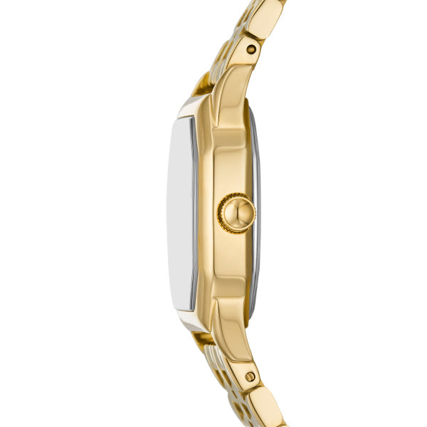 Fossil Harlow Gold Creme 27mm Edelstahl Quarz Damenuhr - ES5361