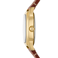 Fossil Harlow Damenuhr - Gold Cream Braun Leder 27mm Quarz - ES5364