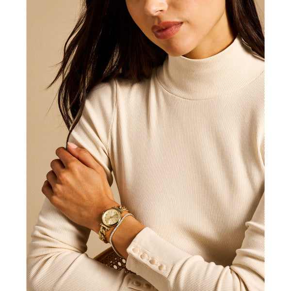 Fossil Carlie Gold 28mm Edelstahl 3-Zeiger Gift Set Damenuhr - ES5387SET