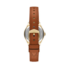Fossil Gilmore Quarz 3-Zeiger 28 MM Damenuhr in Silber/Braun aus Lederband - ES5423