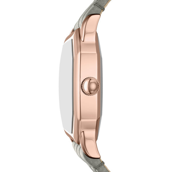 Fossil Harlow Quarz 3-Zeiger 27 MM Damenuhr in Cream/Grau aus Lederband - ES5435