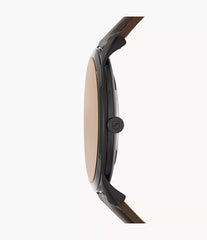 Fossil The Minimalist Herrenuhr Schwarz mit braunem Lederarmband 44 mm – FS5551