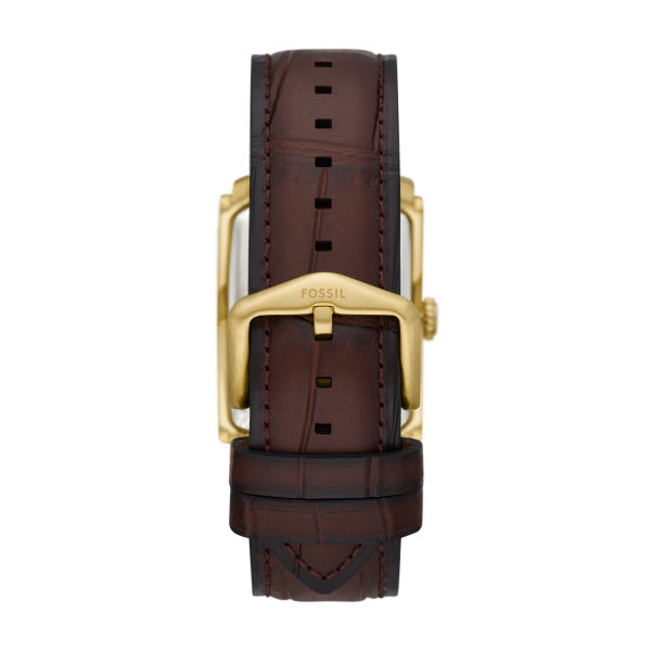 Fossil Carraway Herrenuhr - Gold Silber Braun 30mm Leder Quarz - FS6011