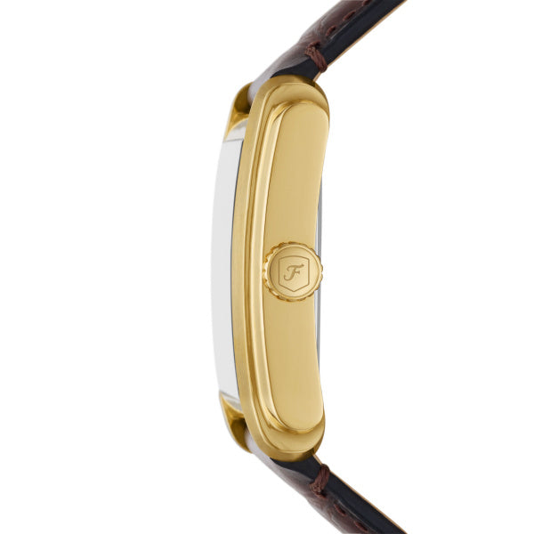 Fossil Carraway Herrenuhr - Gold Silber Braun 30mm Leder Quarz - FS6011