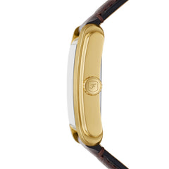 Fossil Carraway Herrenuhr - Gold Silber Braun 30mm Leder Quarz - FS6011