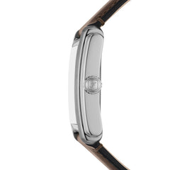 Fossil Carraway Silber Creme Braun 30mm Leder Quarz Herrenuhr - FS6012