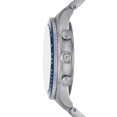 Fossil Sport Tourer Quarz Chronograph 42 mm Edelstahl Herrenuhr in Silber/Blau - FS6047