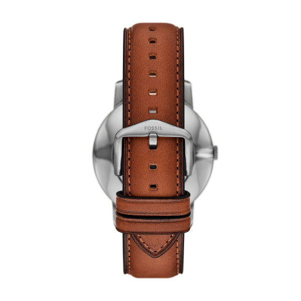 Fossil Minimalist Quarz 3-Zeiger 44 MM Herrenuhr in Grün/Braun aus Lederband  - FS6094
