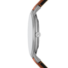 Fossil Minimalist Quarz 3-Zeiger 44 MM Herrenuhr in Grün/Braun aus Lederband  - FS6094