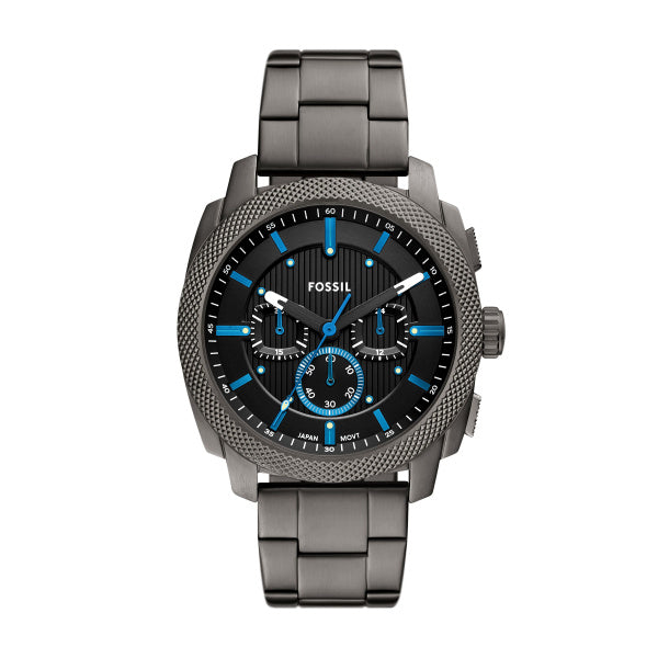 Fossil Machine Chronograph 44 MM Herrenuhr in Gunmetal Schwarz aus Edelstahl - FS6098