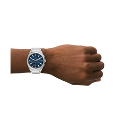 Fossil Everett Quarz Chronograph Silber Blau 44 mm Herrenuhr aus Edelstahl - FS6104