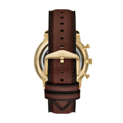 Fossil Neutra 44mm Leder Chronograph Herrenuhr in Gold, Braun - FS6113
