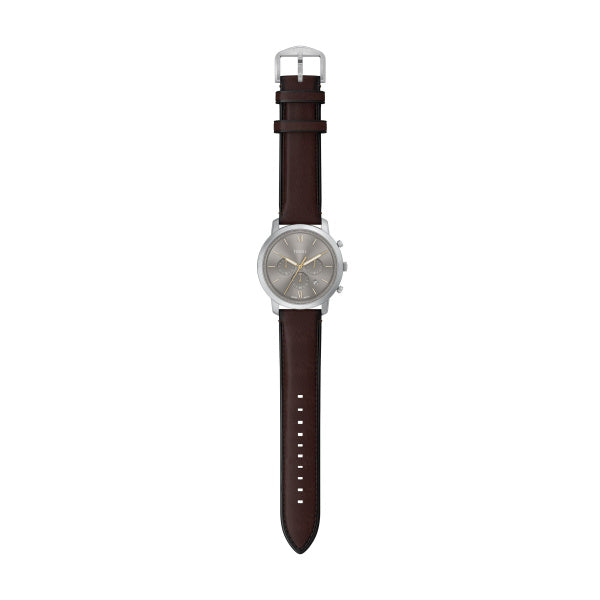 Fossil Neutra Chronograph 44mm Edelstahl Silber Braun Lederarmband Herrenuhr - FS6129