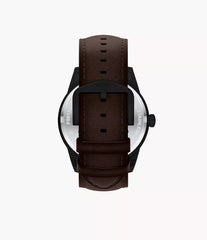 Fossil Pearson Day Date Multifunktion Herrenuhr Schwarz/Braun mit Lederarmband 42 mm – FS6138