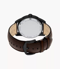 Fossil Pearson Day Date Multifunktion Herrenuhr Schwarz/Braun mit Lederarmband 42 mm – FS6138