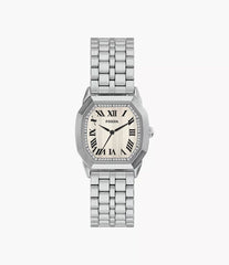 Fossil Harlow Herrenuhr Silber mit cremefarbenem Zifferblatt und Edelstahlarmband 33 mm – FS6211