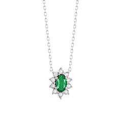 Facet Access Smaragd Halskette mit Diamanten in 18 Karat Weissgold