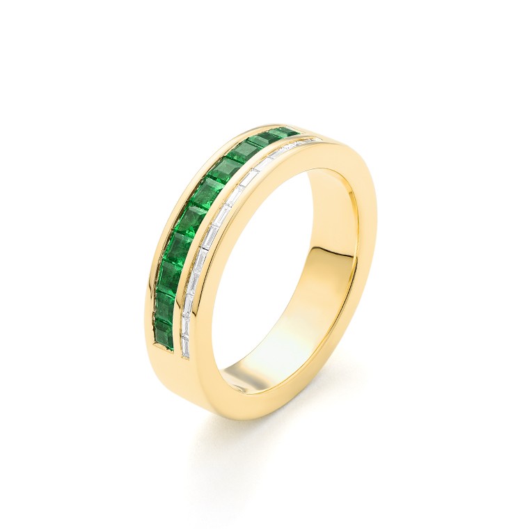Facet Cnc Ring halbgefasster Memoirering in 750/18 Karat Gelbgold