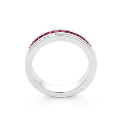Facet Cnc Ring halbgefasster Memoirering in 750/18 Karat Weissgold mit Rubin