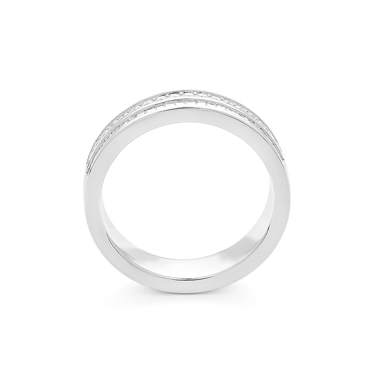 Facet Cnc Ring halbgefasster Memoirering in 18 Karat-750 Weissgold