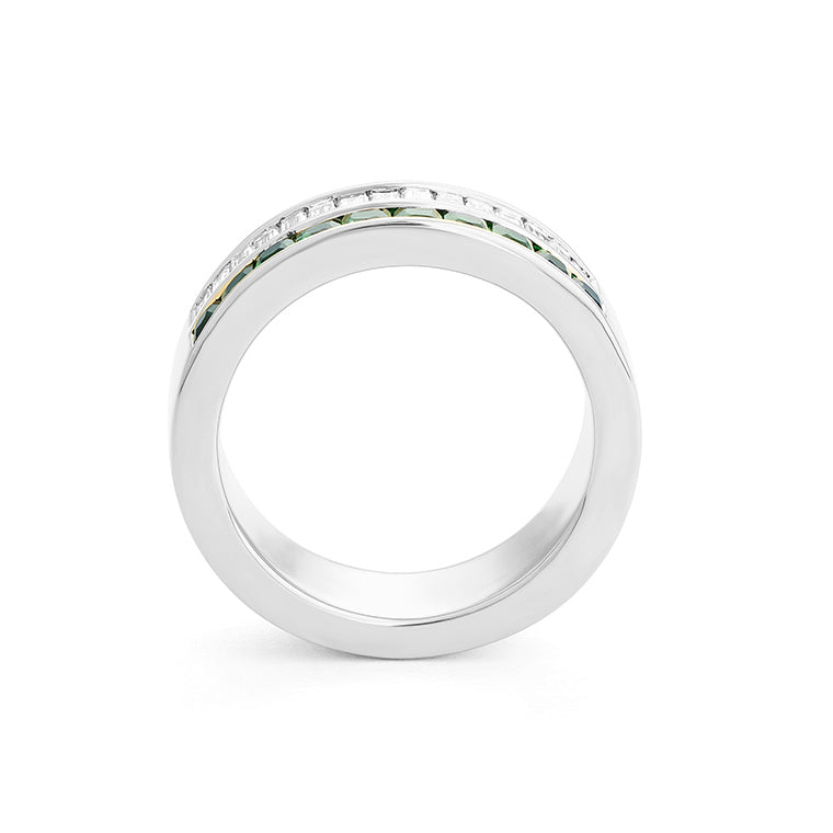 Facet Cnc Ring halbgefasster Memoirering in 750/18 K Weissgold