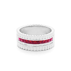 Facet Cnc Ring Halbgefasster Memoirering mit Rubin und Diamant