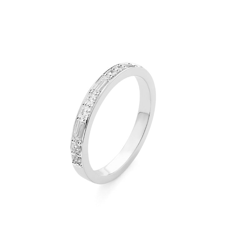 Facet Cnc Ring halbgefasster Memoirering in 18 Karat-750 Weissgold